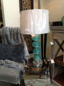 aqua hand blown sea urchin lamp