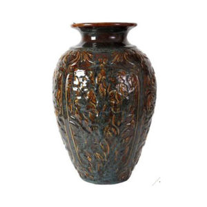 deep teal and amber floral jug