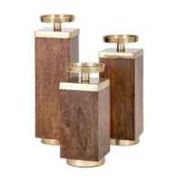 gold and wood block candle holder