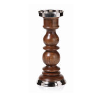 metal and wood pillar candle holder large