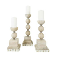 pearl and wood candleholder