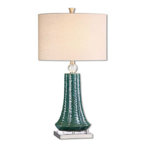 teal textured table lamp